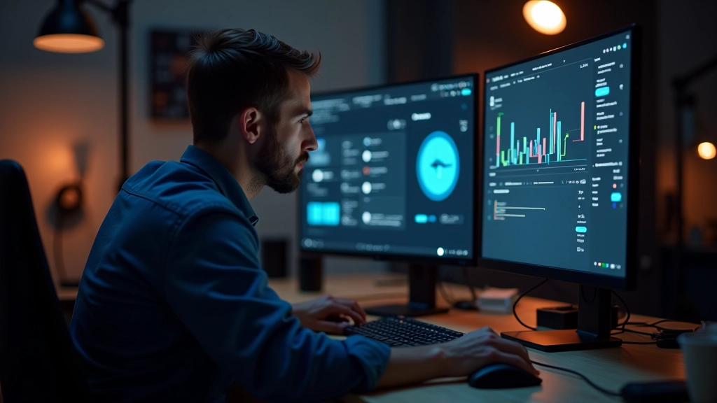 Designer travaillant sur une interface avec animations de transition sur un écran
