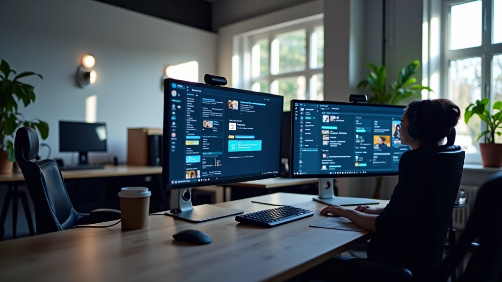 Studio moderne avec écrans affichant des animations de micro-interactions fluides et transitions CSS